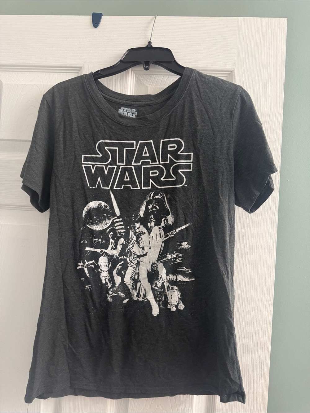 Star Wars Black Kids Short Sleeve Tee with White Franchise Graphic